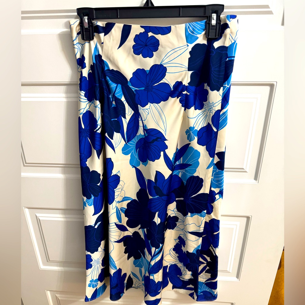 Floral Blue And Cream Skirt From J Crew